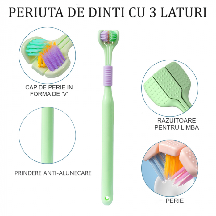 Periuta de Dinti cu 3 Laturi - Crem [13]