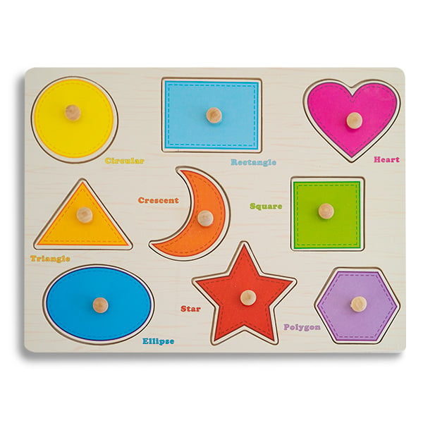 Puzzle din Lemn cu Forme Geometrice Montessori - RESIGILAT