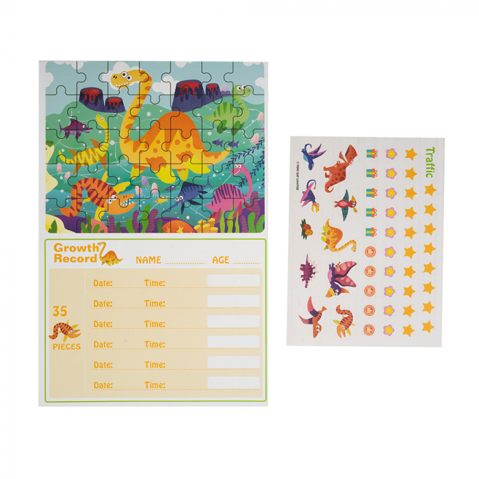 Puzzle 3 in 1 din Lemn - Dinozauri [4]