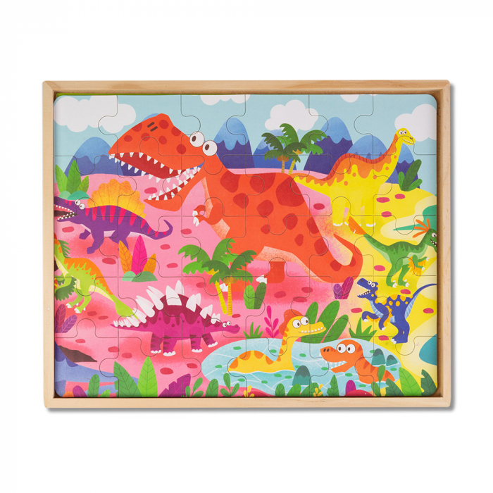 Puzzle 3 in 1 din Lemn - Dinozauri [2]