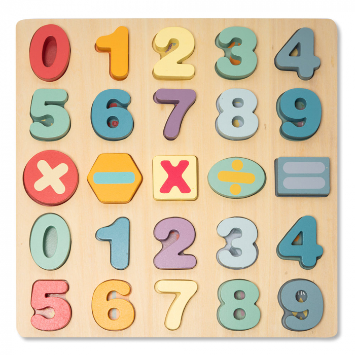 Puzzle 3D din lemn cu cifre si simboluri [1]