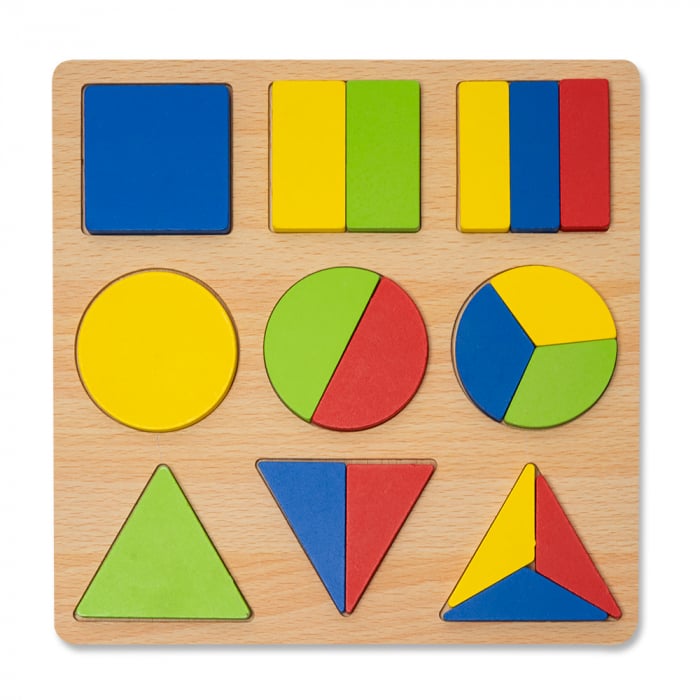 Puzzle 3D din lemn cu forme geometrice colorate [1]