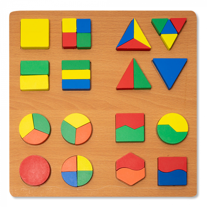 Puzzle 3D din lemn cu forme geometrice colorate [1]