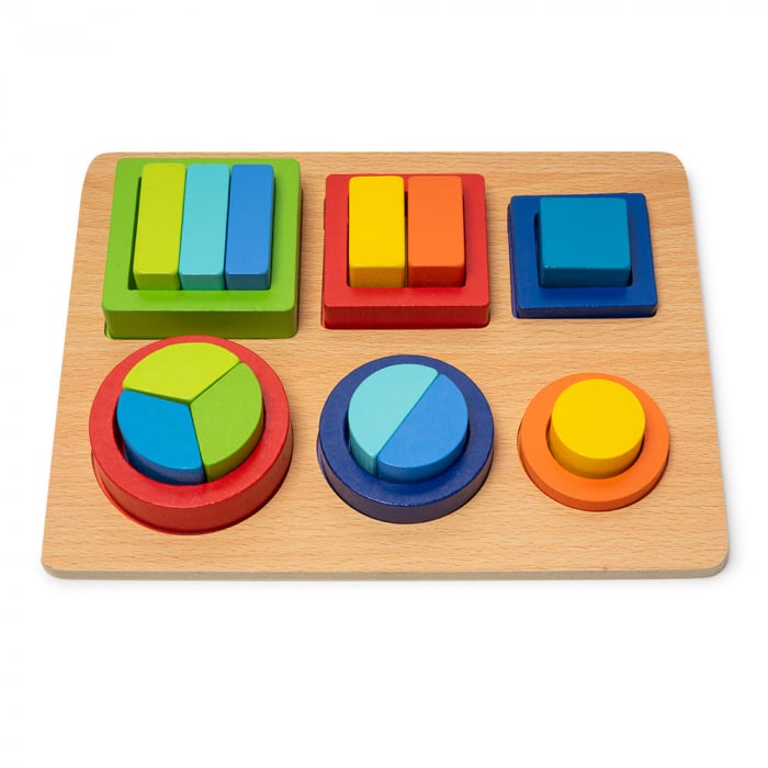 Puzzle 3D din lemn in cutie cu forme geometrice colorate [1]