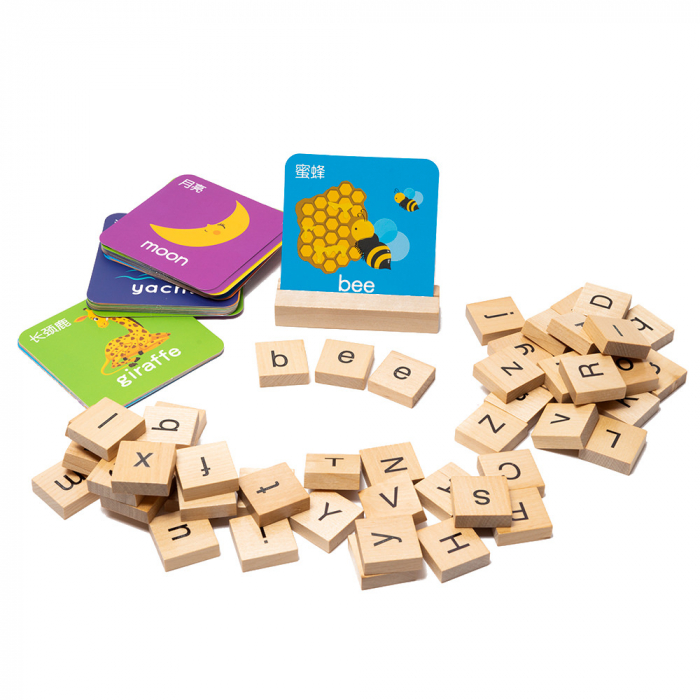 Joc Tip Puzzle din Lemn cu Carduri si Litere Montessori [2]