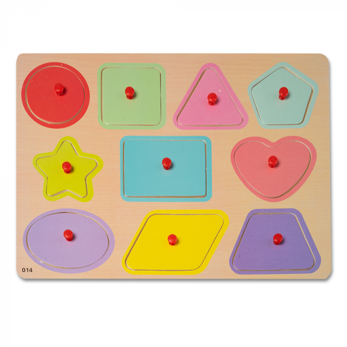 Puzzle din Lemn cu Forme Geometrice Montessori