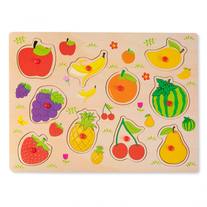 Puzzle din Lemn cu Fructe Montessori - RESIGILAT