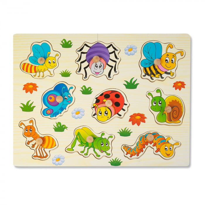 Puzzle din Lemn cu Insecte Montessori - RESIGILAT