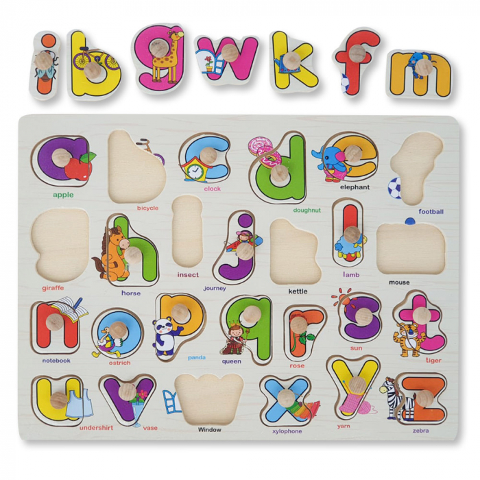 Puzzle din Lemn cu Litere si Desene Vesele [2]