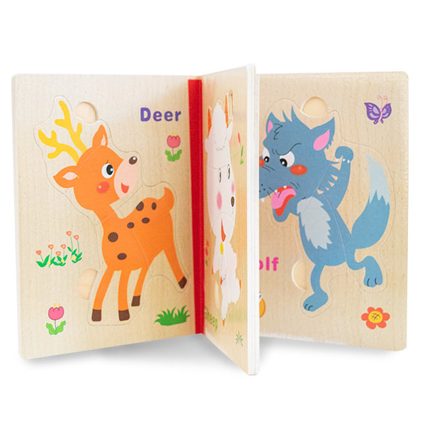 Puzzle din Lemn Tip Carte Animale Montessori [2]