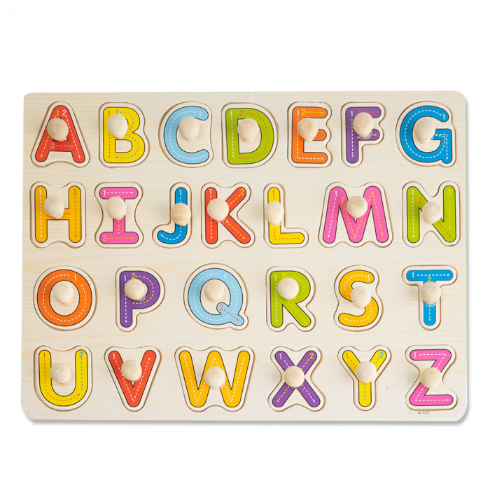 Puzzle Incastru din Lemn Litere - Invata Alfabetul Montessori