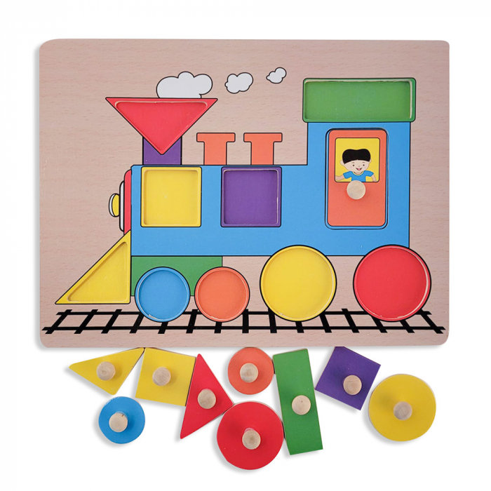 Puzzle Incastru din Lemn – Trenulet Montessori [2]