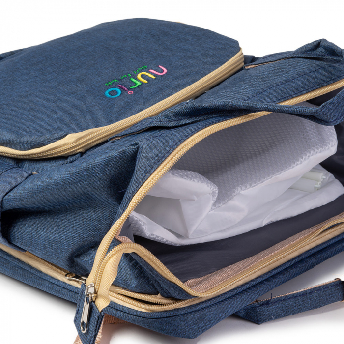 Rucsac Multifunctional pentru Scutece Bebelusi cu Patut Pliabil - Albastru [2]