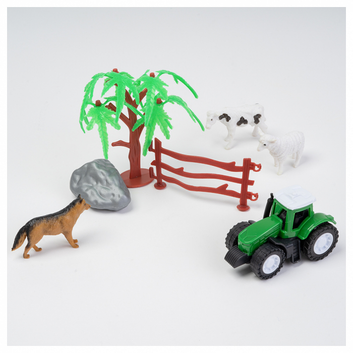 Set Animale Domestice la Ferma, Figurine din Cauciuc - Tractor [2]