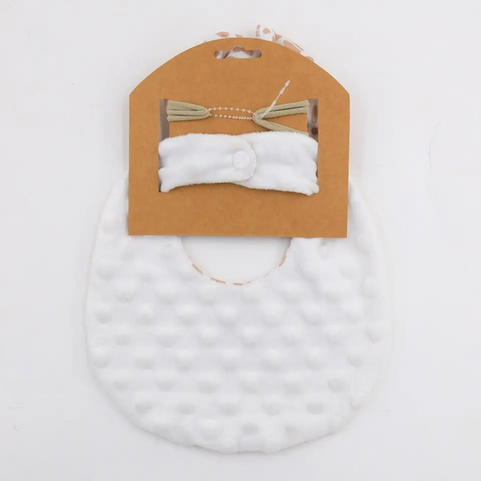 Set Baveta Reversibila Si Bentita pentru Copii cu Flori - Alb/Galben [2]