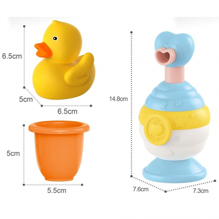 Set cu dozator de sapun cu cana si ratusca de baie - Albastru - Huanger [4]