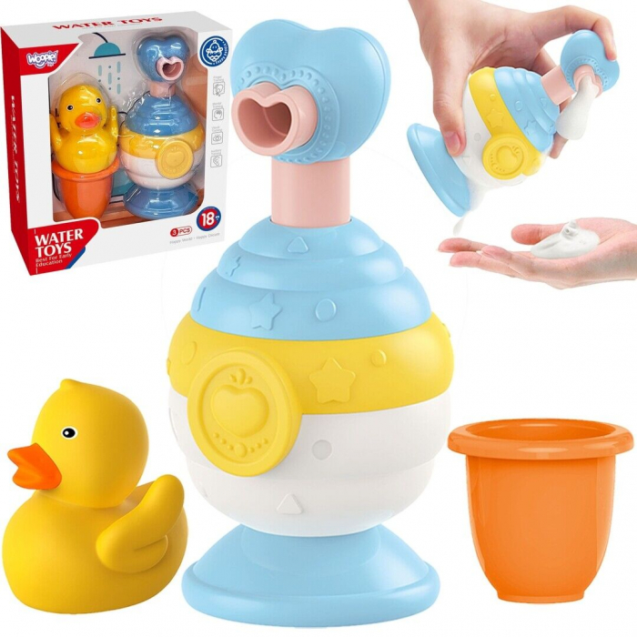 Set cu dozator de sapun cu cana si ratusca de baie - Albastru - Huanger [3]