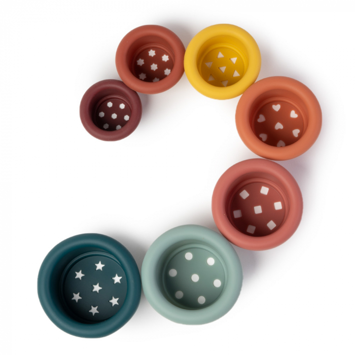 Set Jucarii Montessori Cupe pentru Stivuire din Silicon - 7 Piese [4]