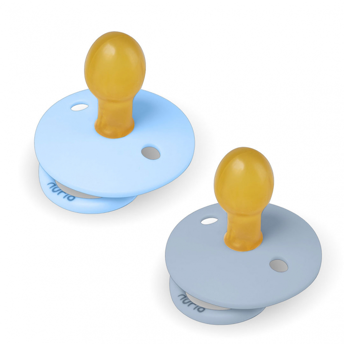 Set de 2 Suzete Natural Comfort - Tetina din Latex, Culori Albastru Si Gri [2]