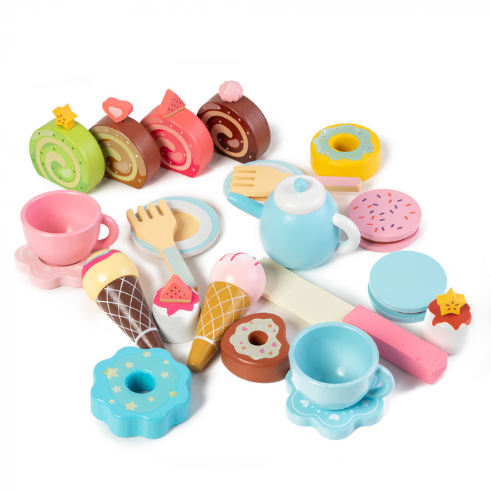 Set de Ceai si Dulciuri din Lemn in Cutie - Strawberry Chocolate Party Montessori [2]