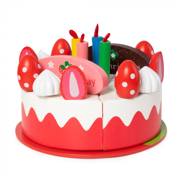 Set de Ceai si Tort Aniversar din Lemn in Cutie - Strawberry Party Montessori [2]