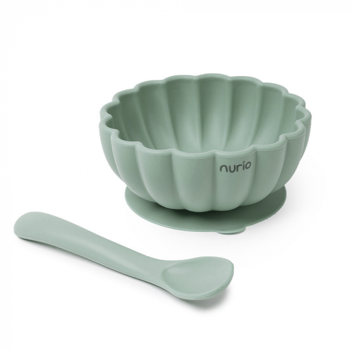 Set de Masa Bol si Lingurita din Silicon - Verde [2]