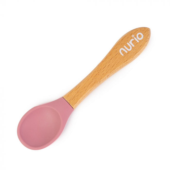 Set Diversificare din Silicon - Lingurita cu Maner din Bambus - Roz [3]