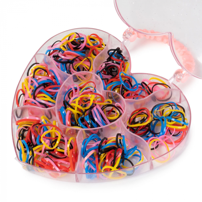 Set Elastice pentru Codite Tip Inimioara - Rosu Multicolor [2]