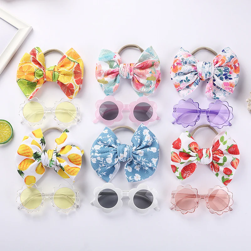 Set Ochelari de Soare pentru Fetite - Imprimeu Floricele Albastre [3]