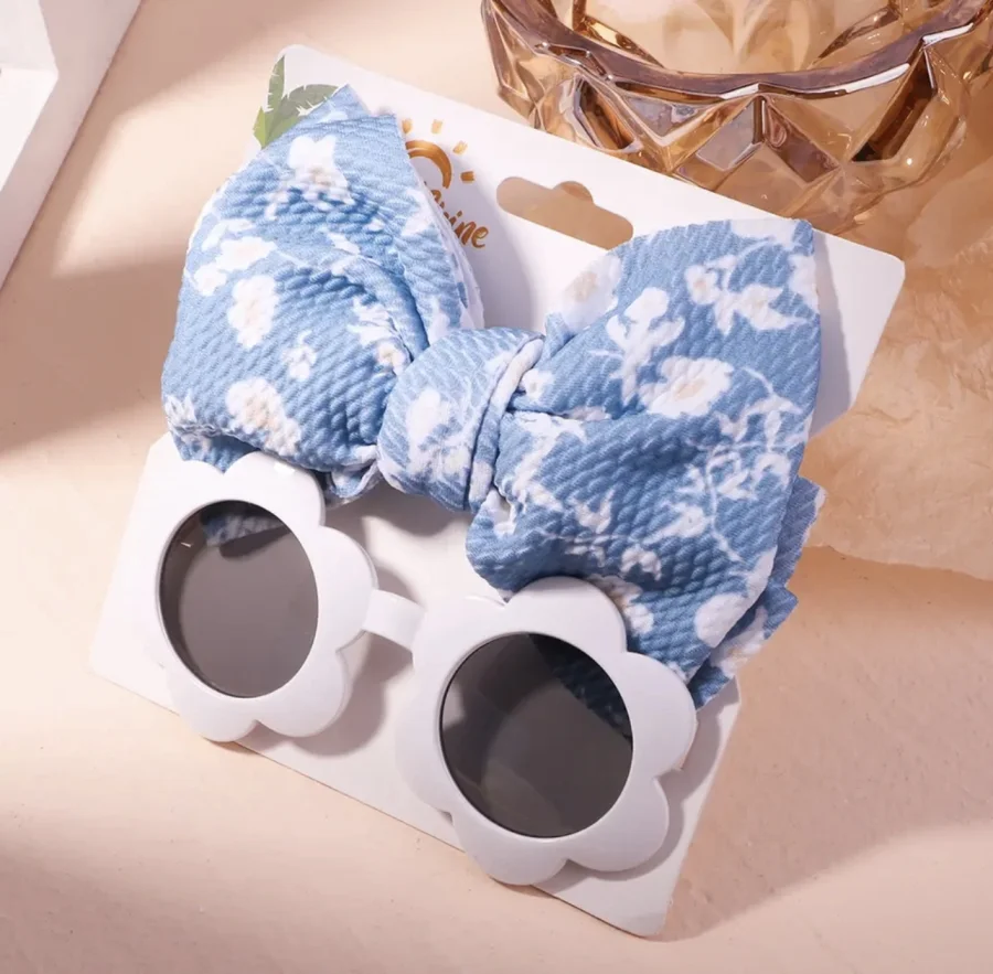 Set Ochelari de Soare pentru Fetite - Imprimeu Floricele Albastre [2]