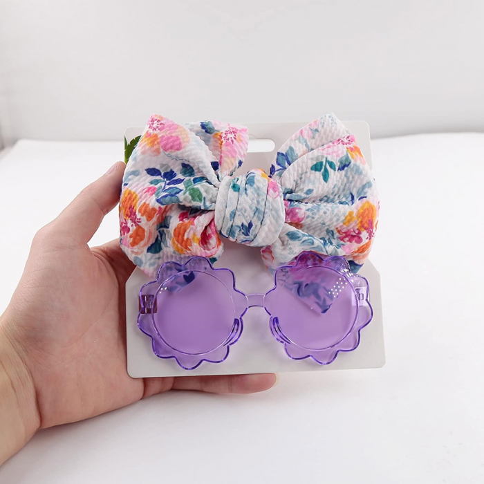 Set Ochelari de Soare pentru Fetite - Imprimeu Floricele Mov [2]