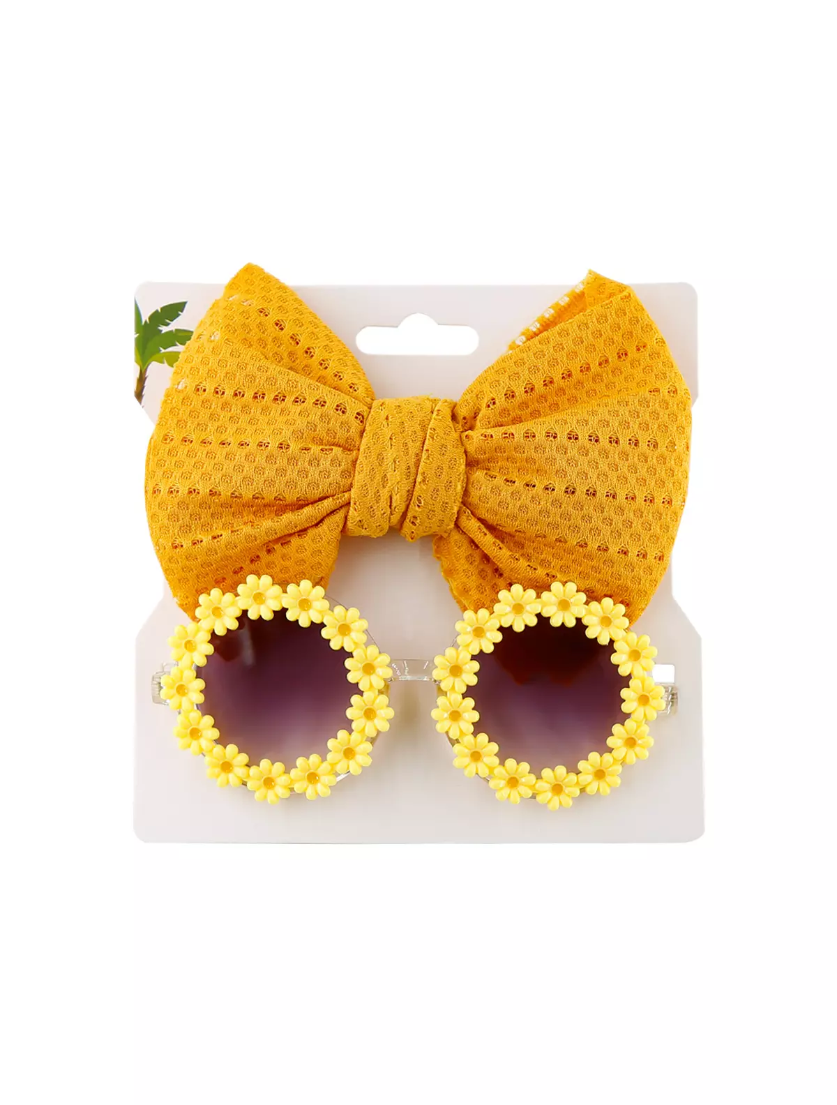 Set Ochelari de Soare pentru Fetite, Model Floricele Vesele, Marime Universala - Galben [12]