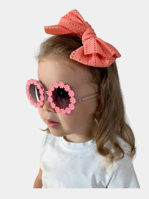 Set Ochelari de Soare pentru Fetite, Model Floricele Vesele, Marime Universala - Roz [2]