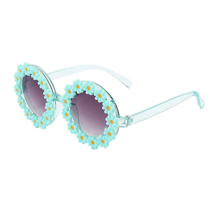 Set Ochelari de Soare pentru Fetite, Model Floricele Vesele, Marime Universala - Verde [10]