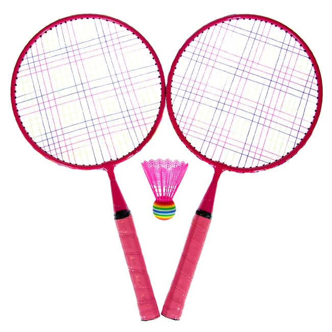 Set Rachete Badminton Plastic Roz cu Minge 46 cm - 3 buc [1]