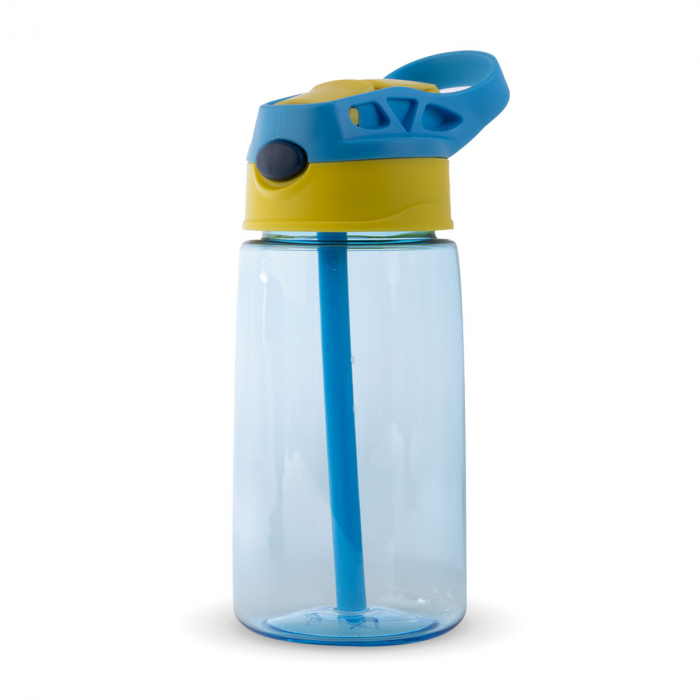 Sticla de apa cu pai pentru copii - albastru