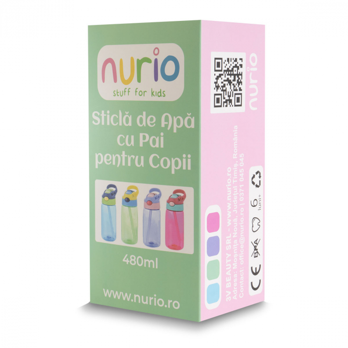 Sticla de Apa cu Pai pentru Copii - Verde [3]