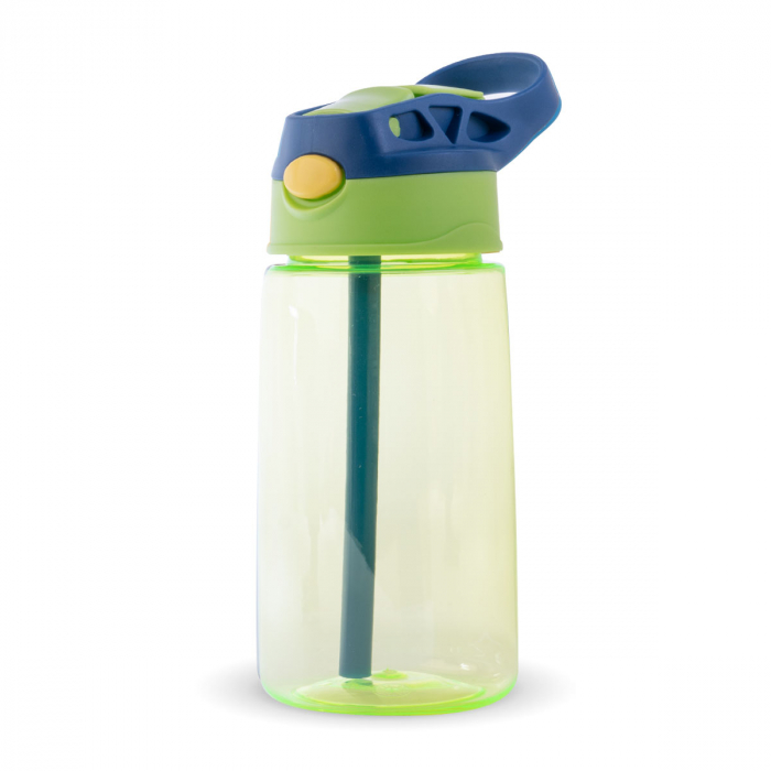 Sticla de apa cu pai pentru copii - verde