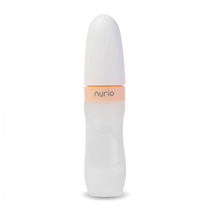 Sticla din Silicon pentru Bebe cu Lingurita - Roz [3]