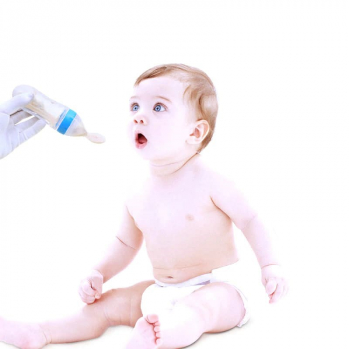 Sticla din Silicon pentru Bebe cu Lingurita - Verde [5]