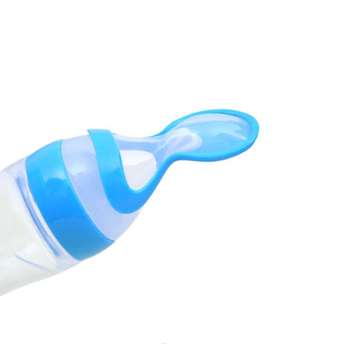 Sticla din Silicon pentru Bebe cu Lingurita - Verde [6]