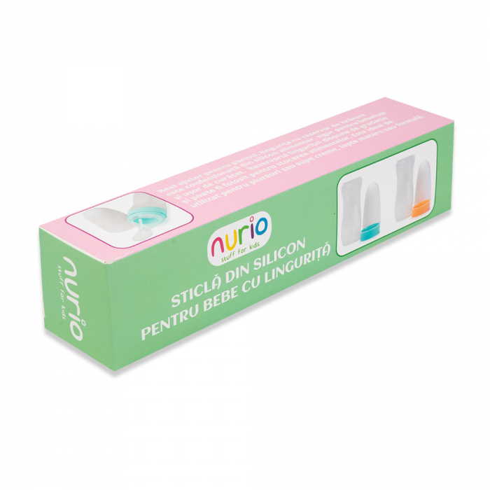 Sticla din Silicon pentru Bebe cu Lingurita - Verde [4]