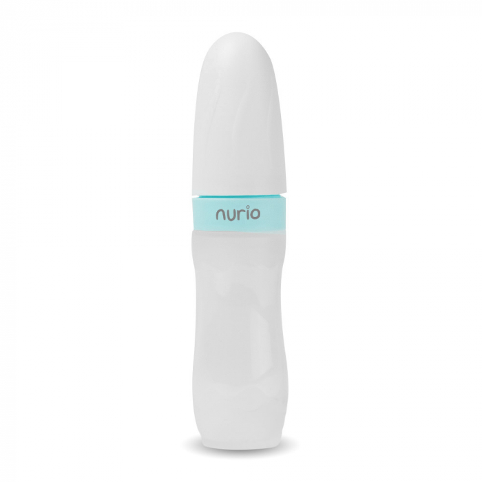 Sticla din Silicon pentru Bebe cu Lingurita - Verde [3]