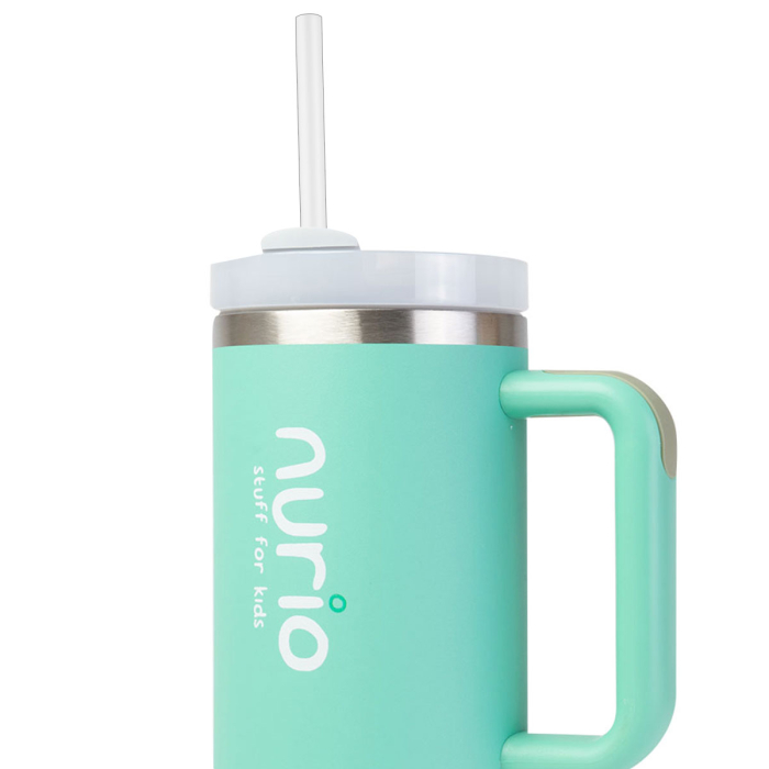 Sticla Termica Din Inox Cu Pai si Maner  Nurio- Verde Pastel [2]