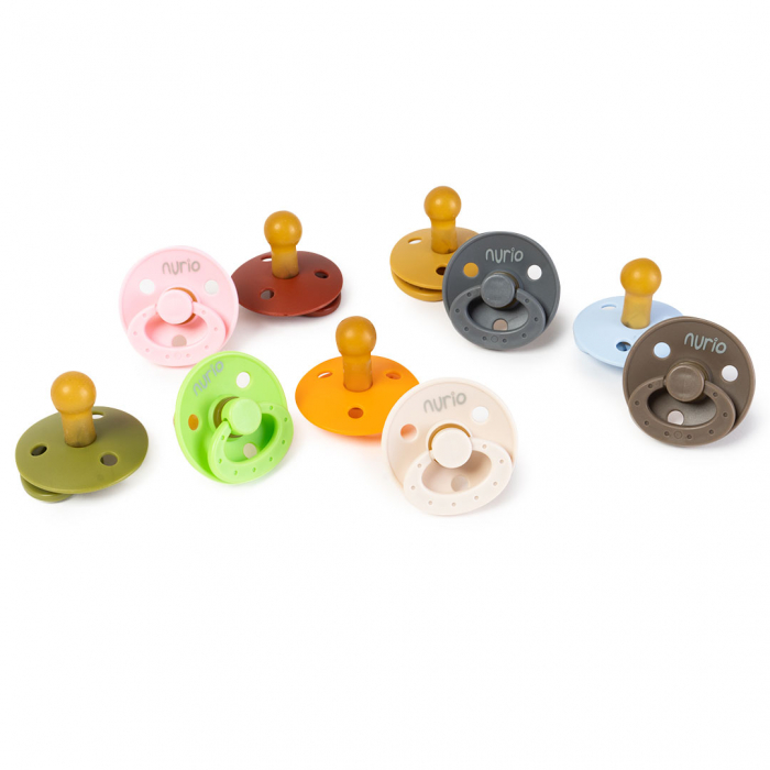 Set 2 Suzete Nurio cu Tetina Rotunda din Latex - Mustar/Crem [3]