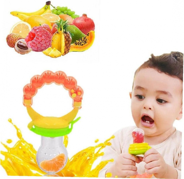 Suzeta pentru Fructe, Legume cu Zornaitoare - Portocaliu/Verde [7]