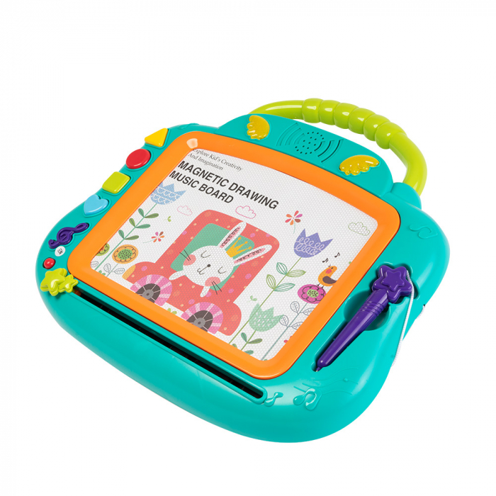 Tabla Magnetica Multifunctionala cu Creion, Melodii, Sunete si Lumini, Albastru [3]