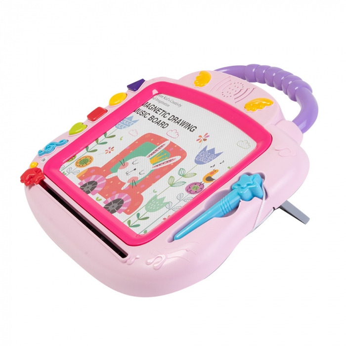 Tabla Magnetica Multifunctionala cu Creion, Melodii, Sunete si Lumini, Roz [3]