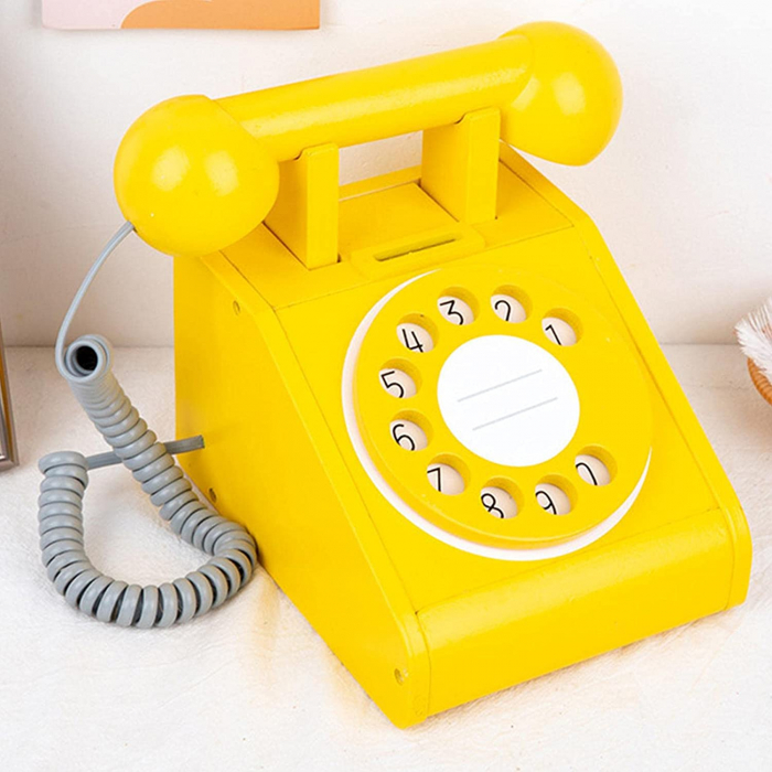 Telefon din Lemn - Galben [4]