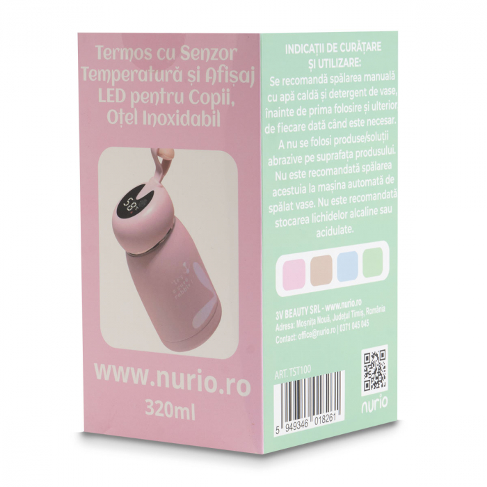 Termos cu Senzor Temperatura si Afisaj LED pentru Copii, Otel Inoxidabil - Roz [4]